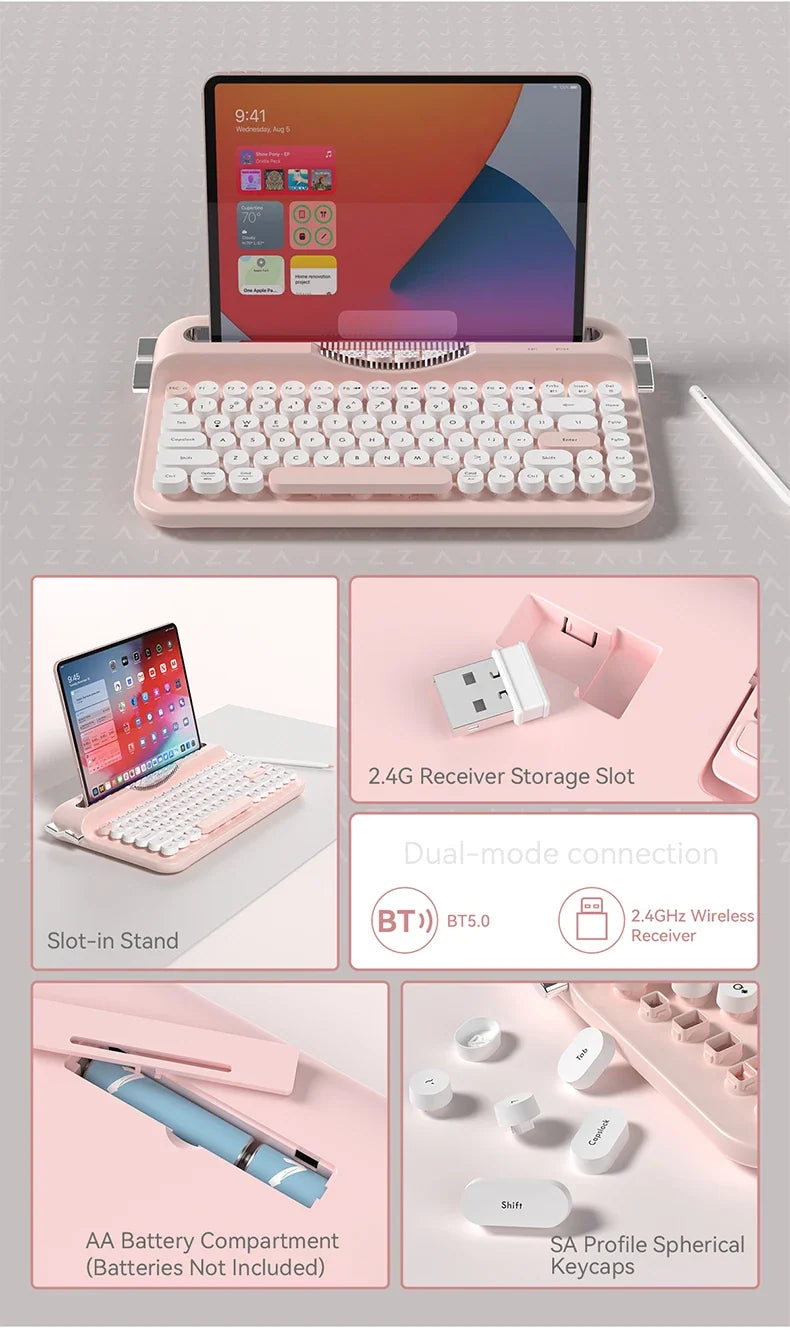 Retro Bluetooth Typewriter Keyboard