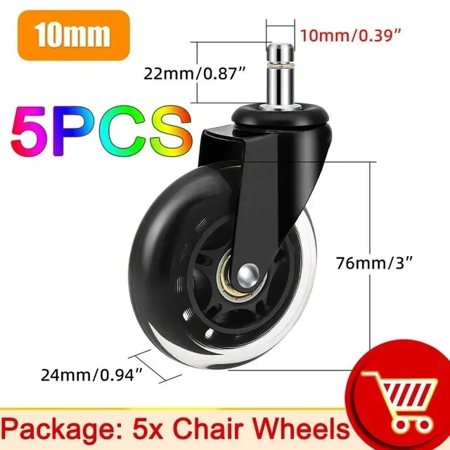 Swivel Roller Office Chair Wheels  5PCS