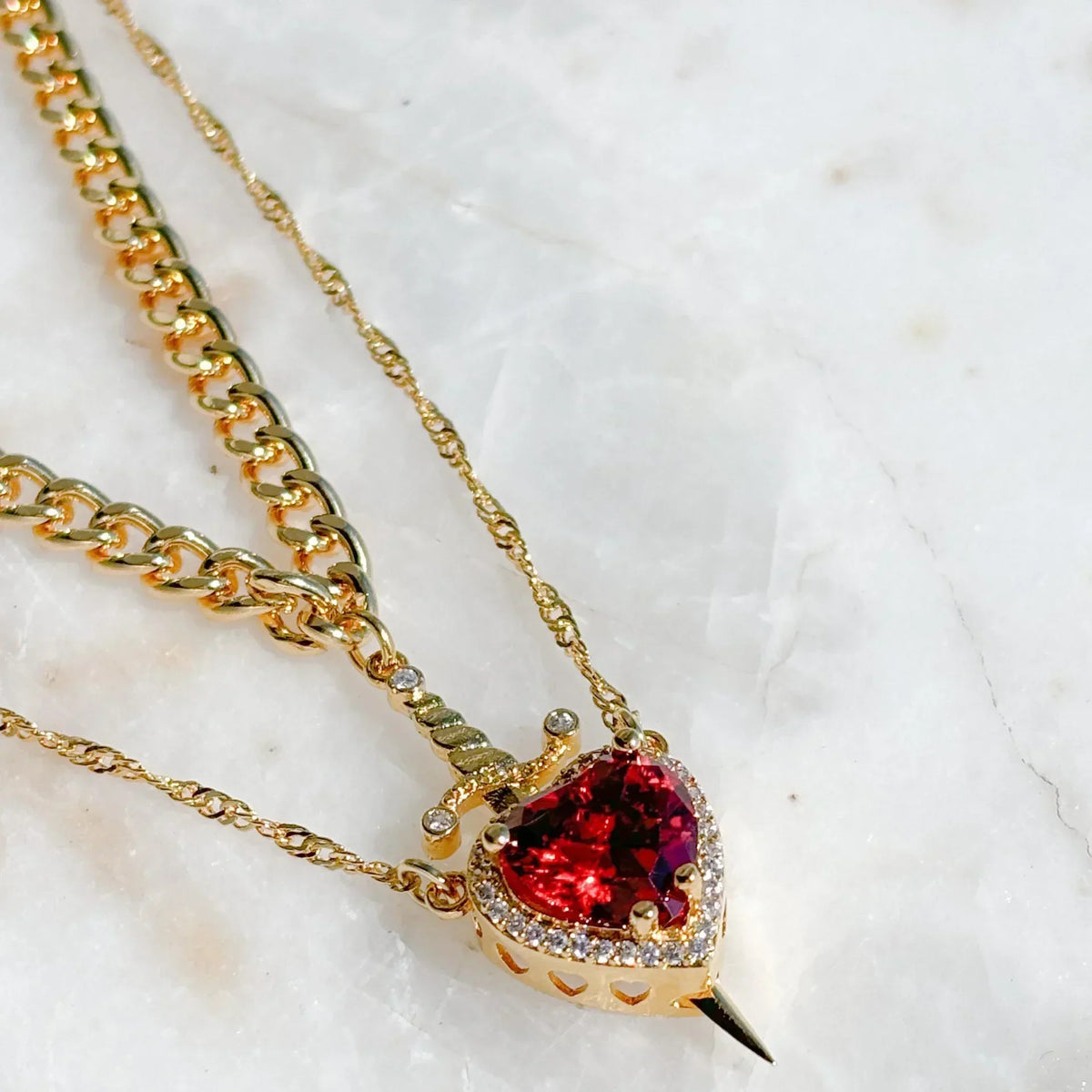 Heart and Sword Couple Necklaces
