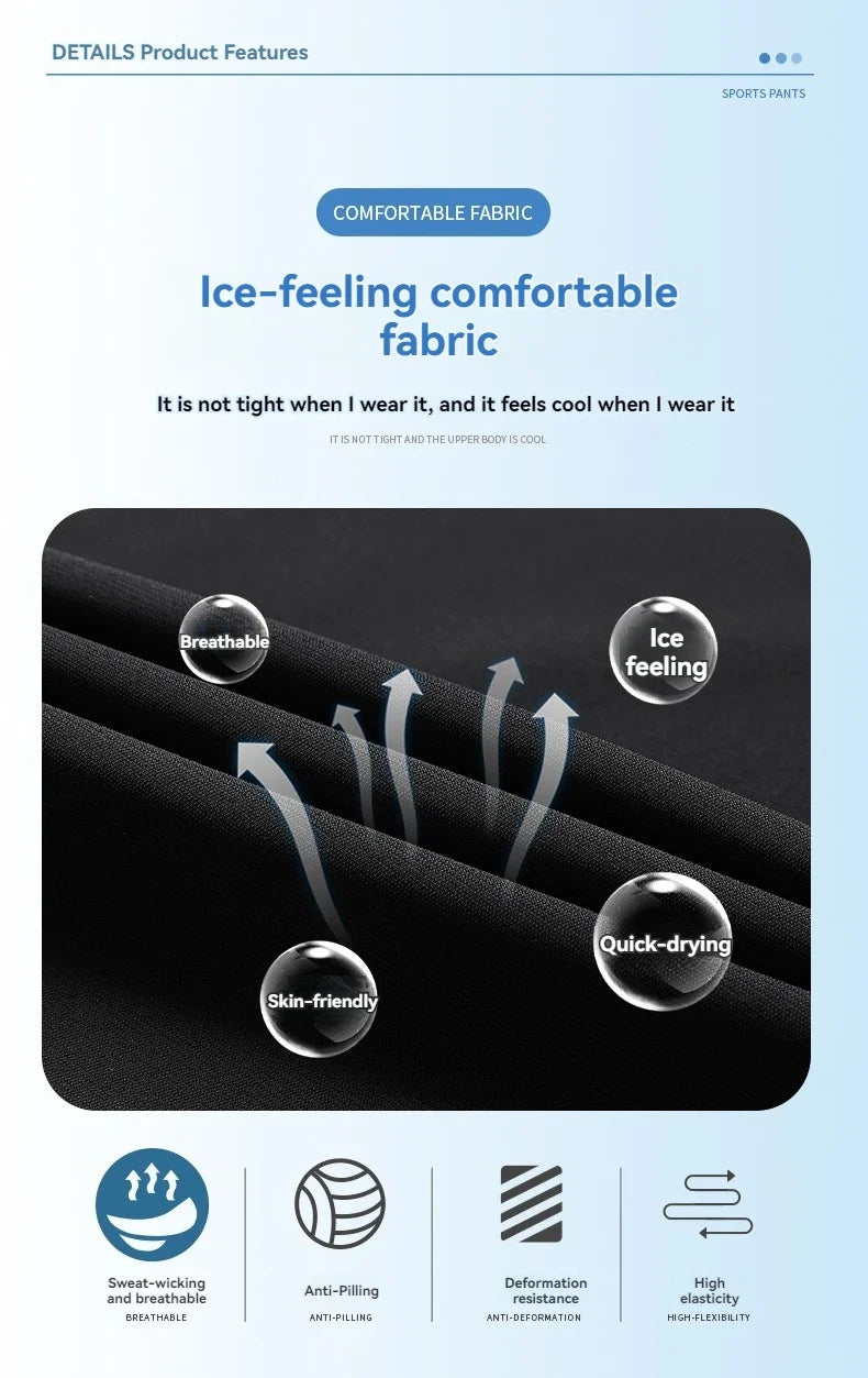 High Elastic Ice Silk Casual Pants