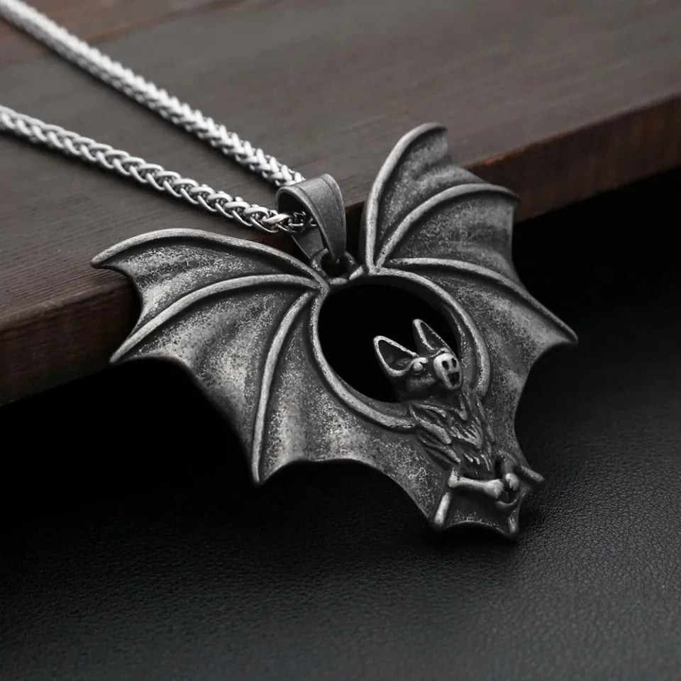 Gothic Night Bat Pendant Necklace