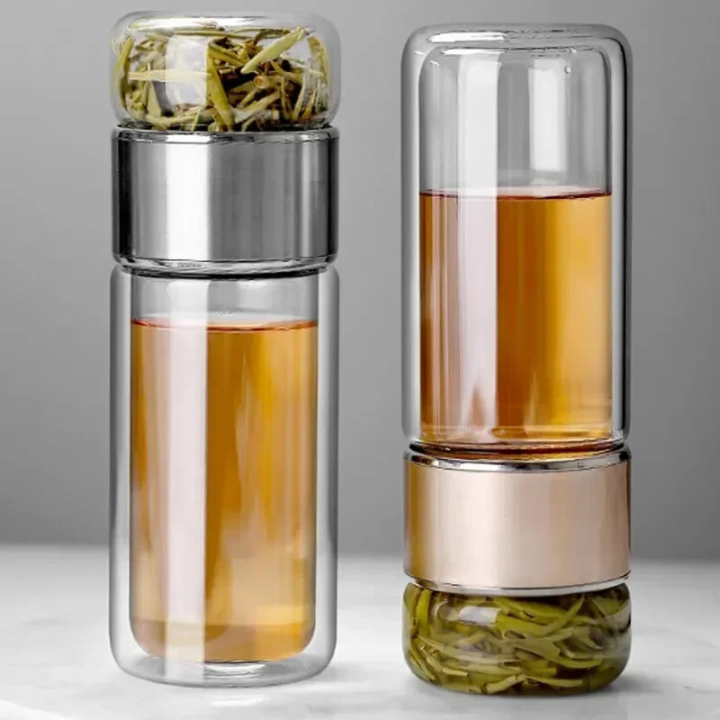 Tea Separation Double-layer Glass Cup