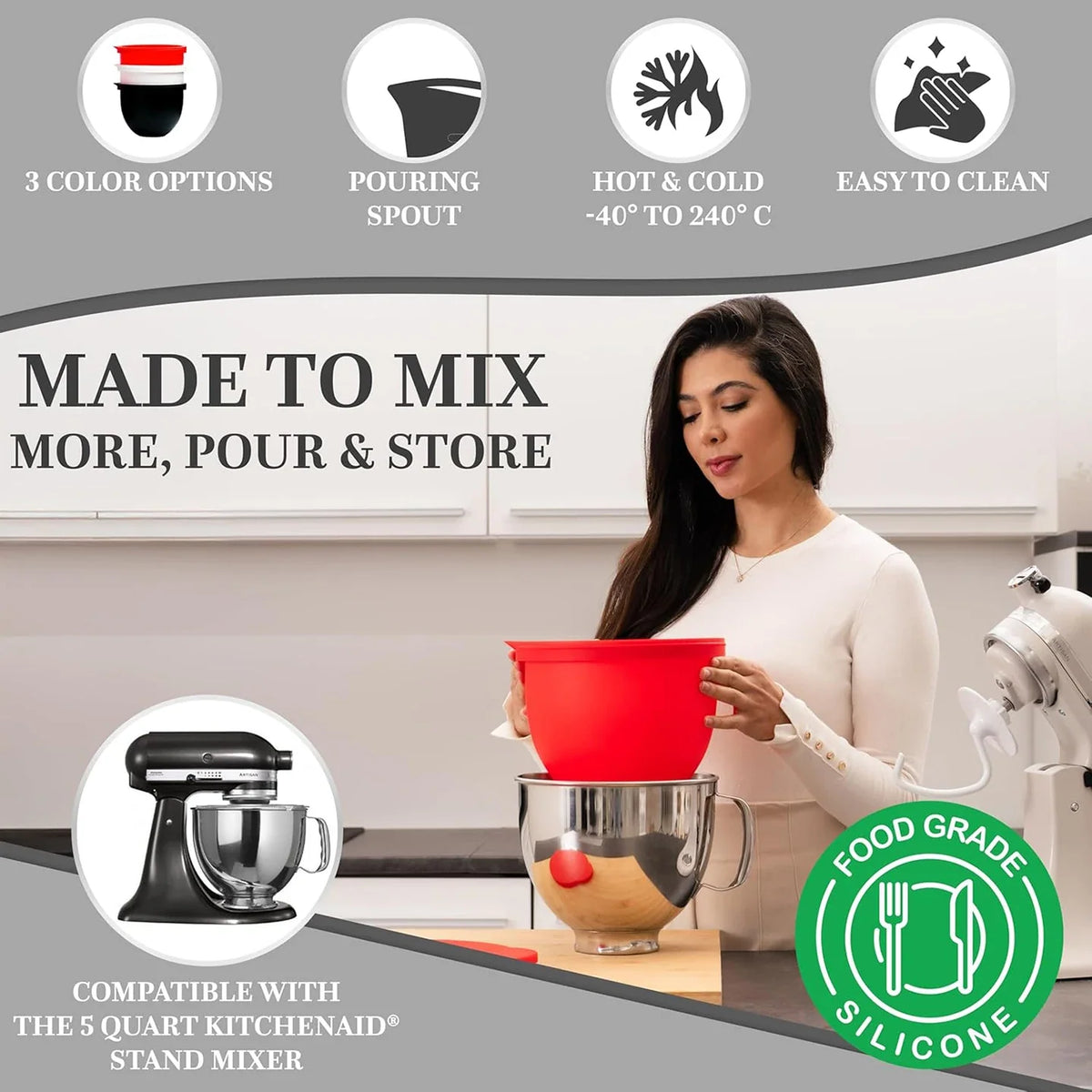 MixAid Silicone Liners - 3 Pcs with Lid