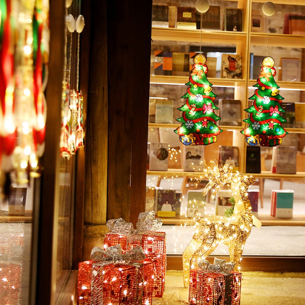 Yeouu | Flashing Christmas Decor Window Hanging Lights