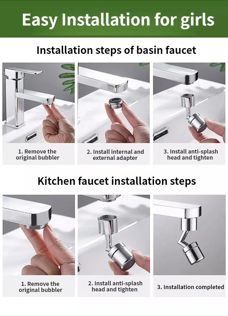 360° Rotatable Anti-Splash Faucet Sprayer