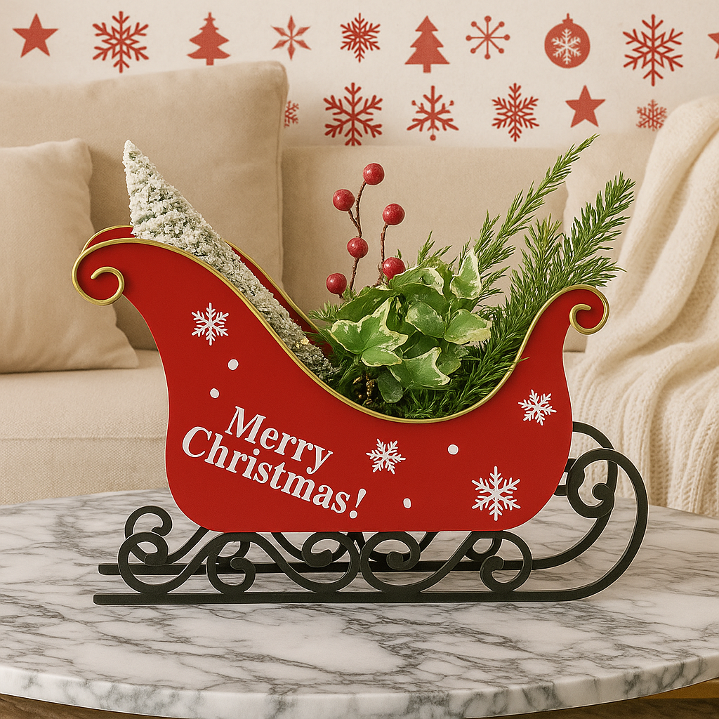 Yeouu | Christmas Sleigh-Centerpiece Aurora – Festive Table Decoration with Star Light