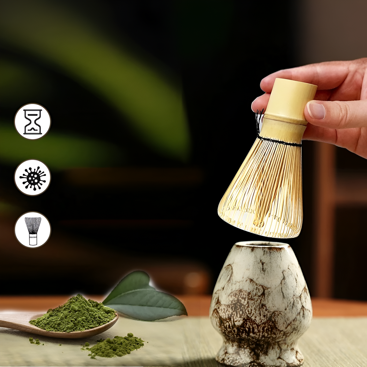 Yeouus | Traditional Matcha Tea Set – 6-Piece Authentic Japanese Matcha Kit – Premium Bamboo & Ceramic