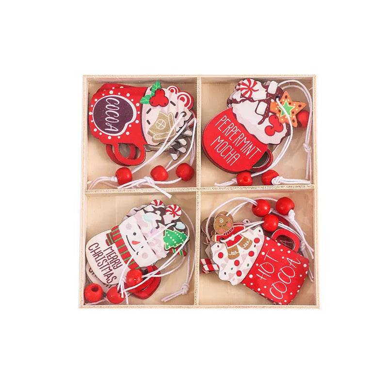 Yeouu | Wooden Gingerbread Man Christmas Decorations Box Pendant