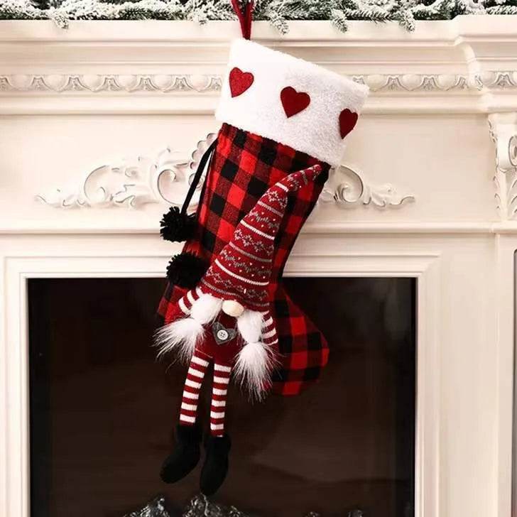 Yeouu | Red And Black Plaid Hanging Feet Stockings Christmas