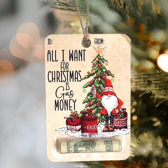 Yeouu | Christmas Money Holder Ornament | Wooden Hanging Decoration | Handcrafted Holiday Gift Surprise