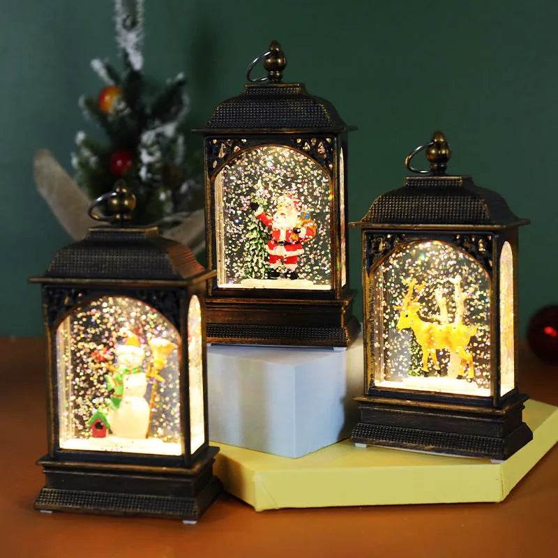 Yeouu | Christmas Decoration Luminous Water Injection Flat Storm Lantern Desktop Decoration