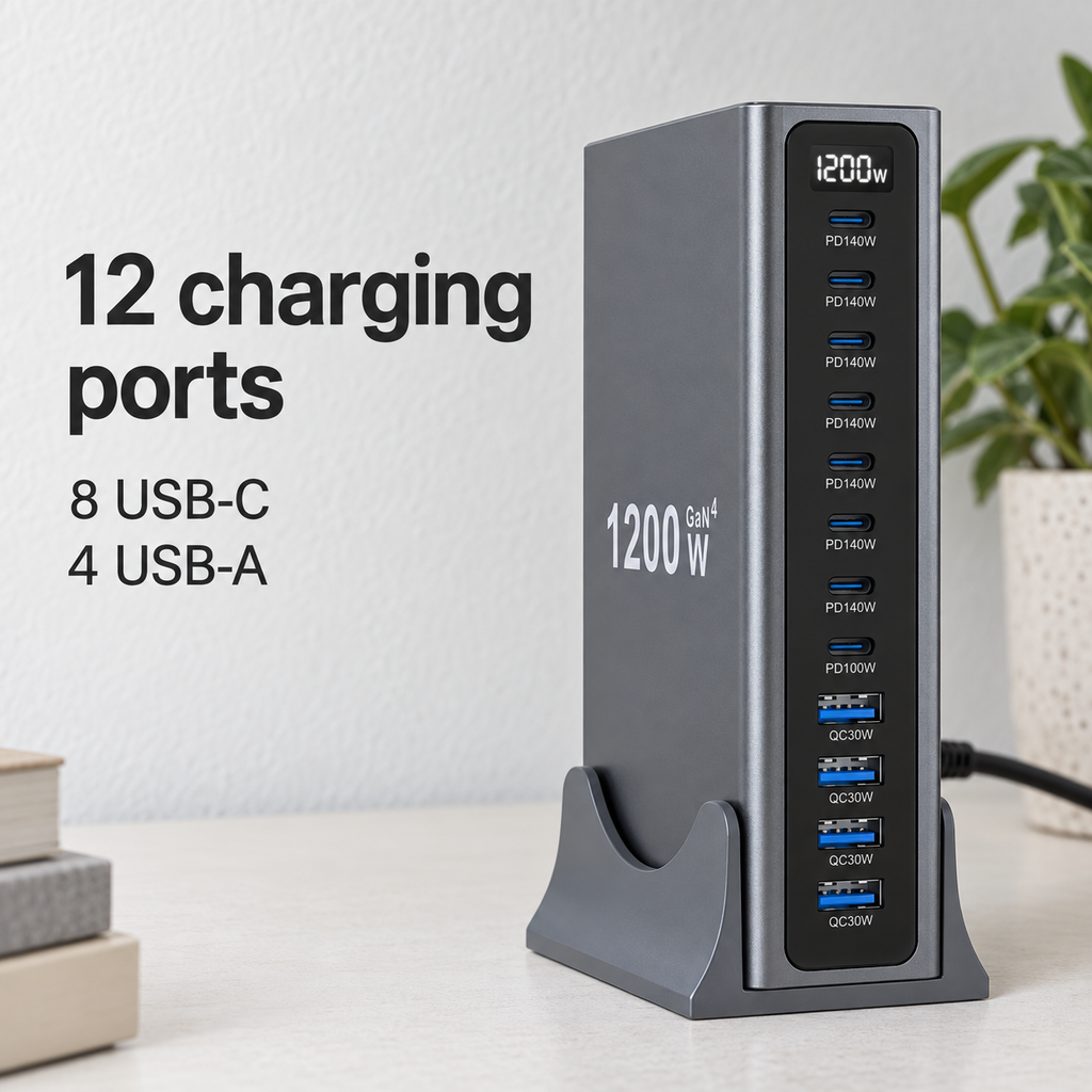One Outlet Multi-Device Desktop Charging Station