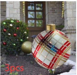Yeouu | Inflatable Christmas Ball Outdoor Decoration 60cm – Weather Resistant PVC Christmas Decoration