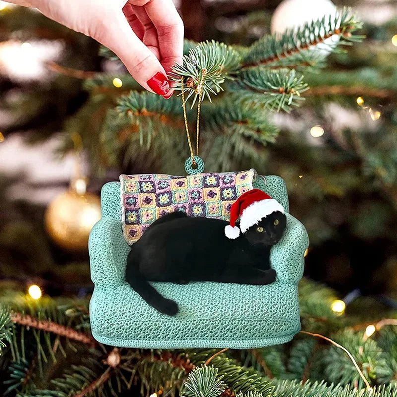 Yeouu | Acrylic Black Cat Christmas Ornaments Set – Adorable Tree Pendants for Weddings, Parties, and Festive Home Décor