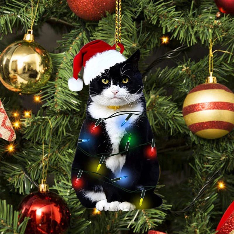 Yeouu | Acrylic Black Cat Christmas Ornaments Set – Adorable Tree Pendants for Weddings, Parties, and Festive Home Décor