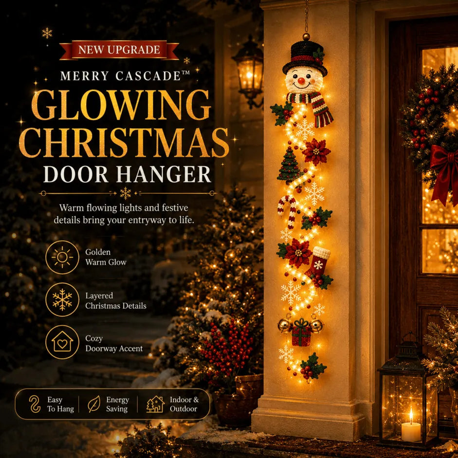 Glowing Christmas Door Hanger | 6 Festive Lighted Designs with Warm Glow, Dimensional Details & Space-Saving Vertical Décor ✨
