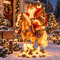 Western Cowboy Santa on Horse Lighted Christmas Statue | Rustic Ranch Holiday Outdoor Décor