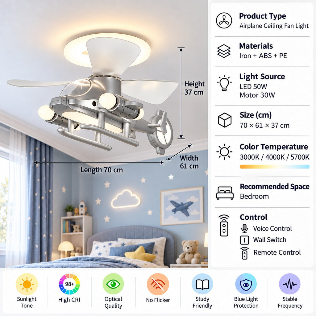 Sky Captain Helicopter Ceiling Fan Light