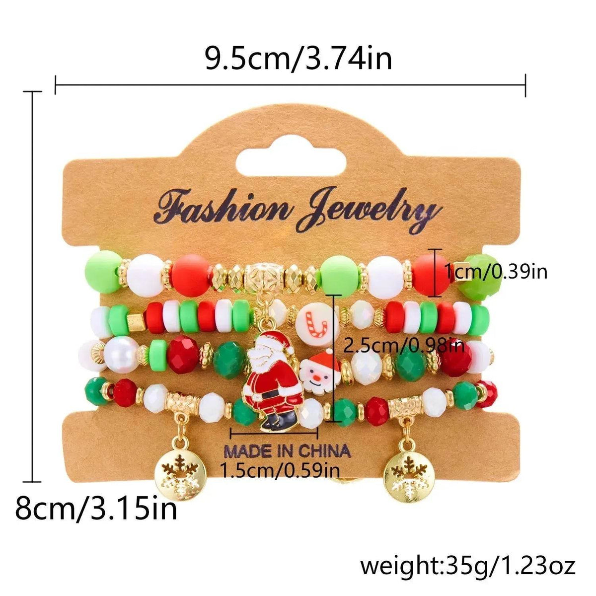Yeouu | 4pcs Christmas Snowman Handmade Beaded Bracelet set gift idea
