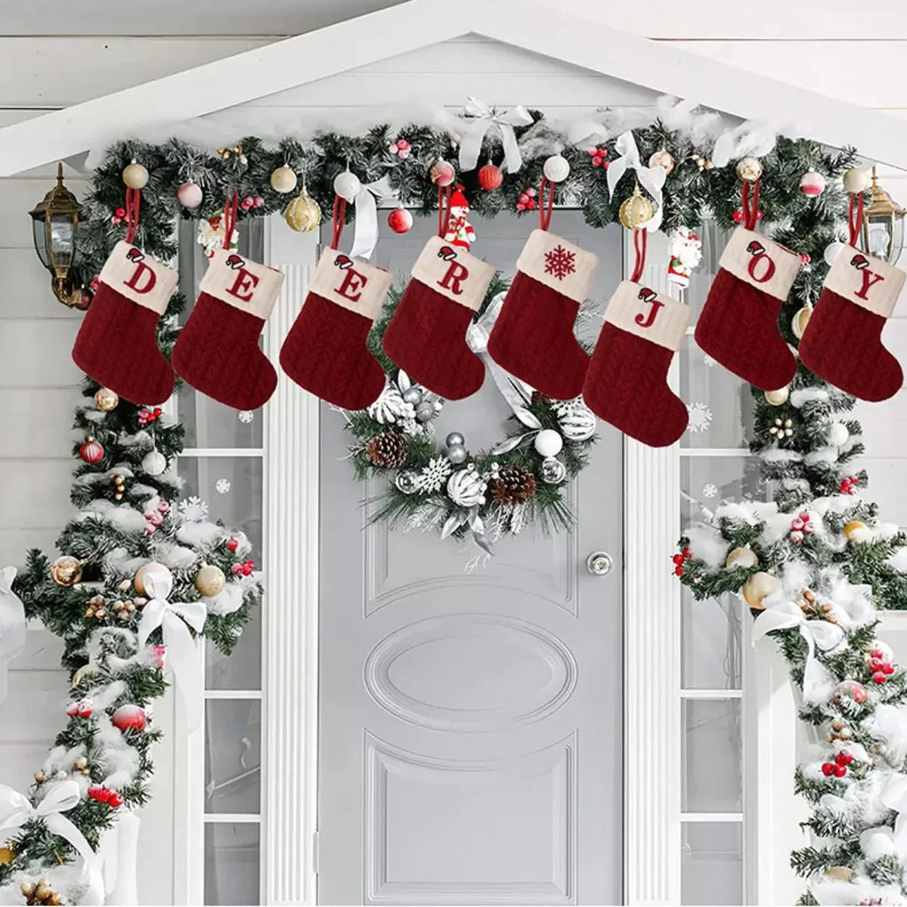 Yeouu | Cable-Knit Contrast Christmas Stockings