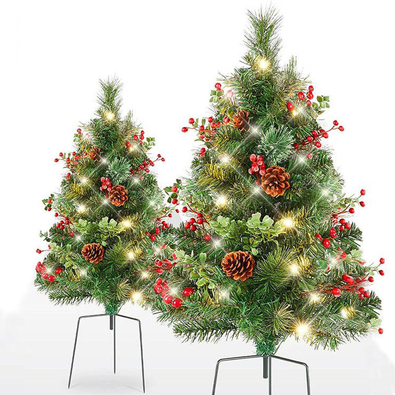 Yeouu | Christmas urn decoration with LED lights | Realistic pine branches & berries | Indoor and outdoor