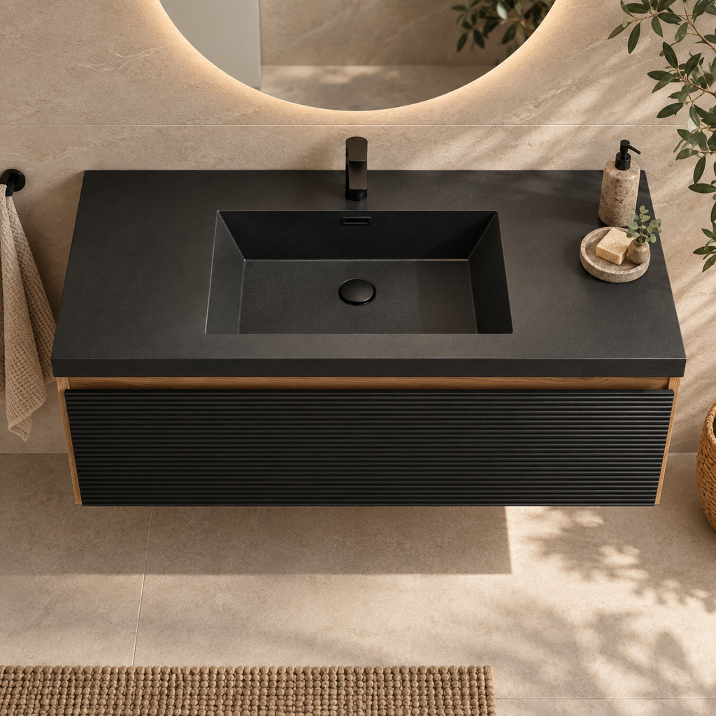 Levita Floating Black Walnut Bathroom Vanity Cabinet