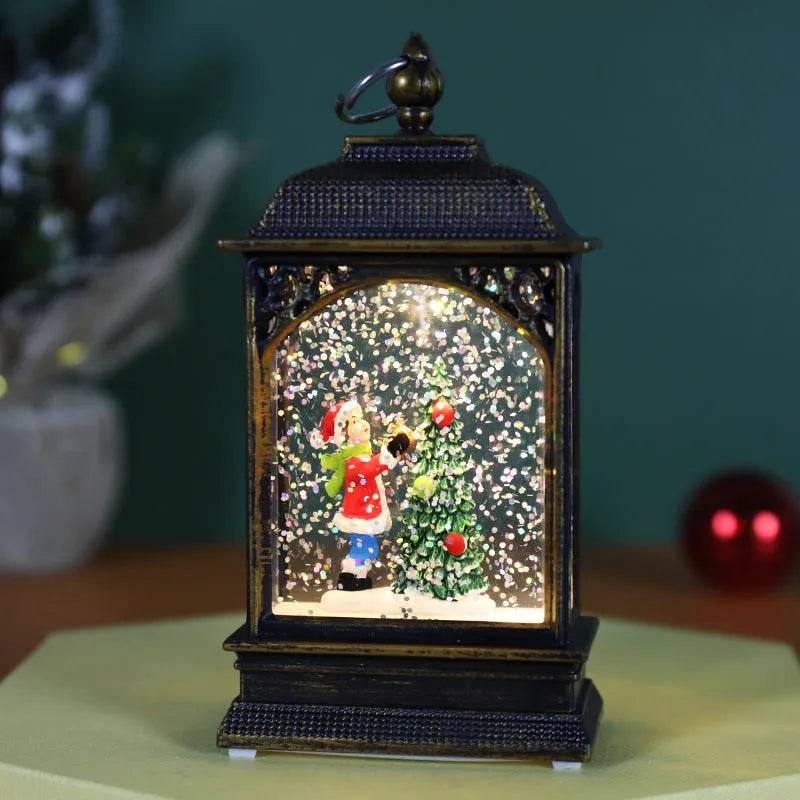 Yeouu | Christmas Decoration Luminous Water Injection Flat Storm Lantern Desktop Decoration
