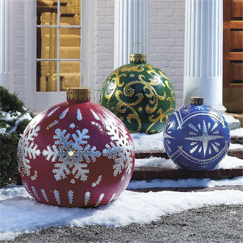 Yeouu | Inflatable Christmas Ball Outdoor Decoration 60cm – Weather Resistant PVC Christmas Decoration