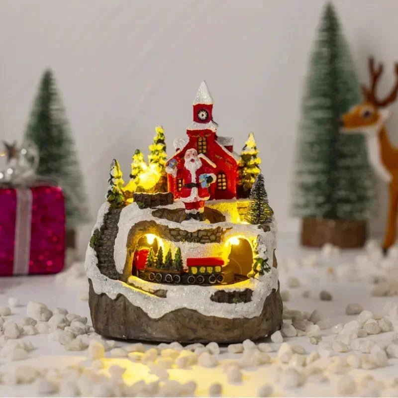 Yeouu | Christmas Figurine with Music & Lights – Snowy House Décor with Snowman for Delightful Holiday Gifts & Home Charm
