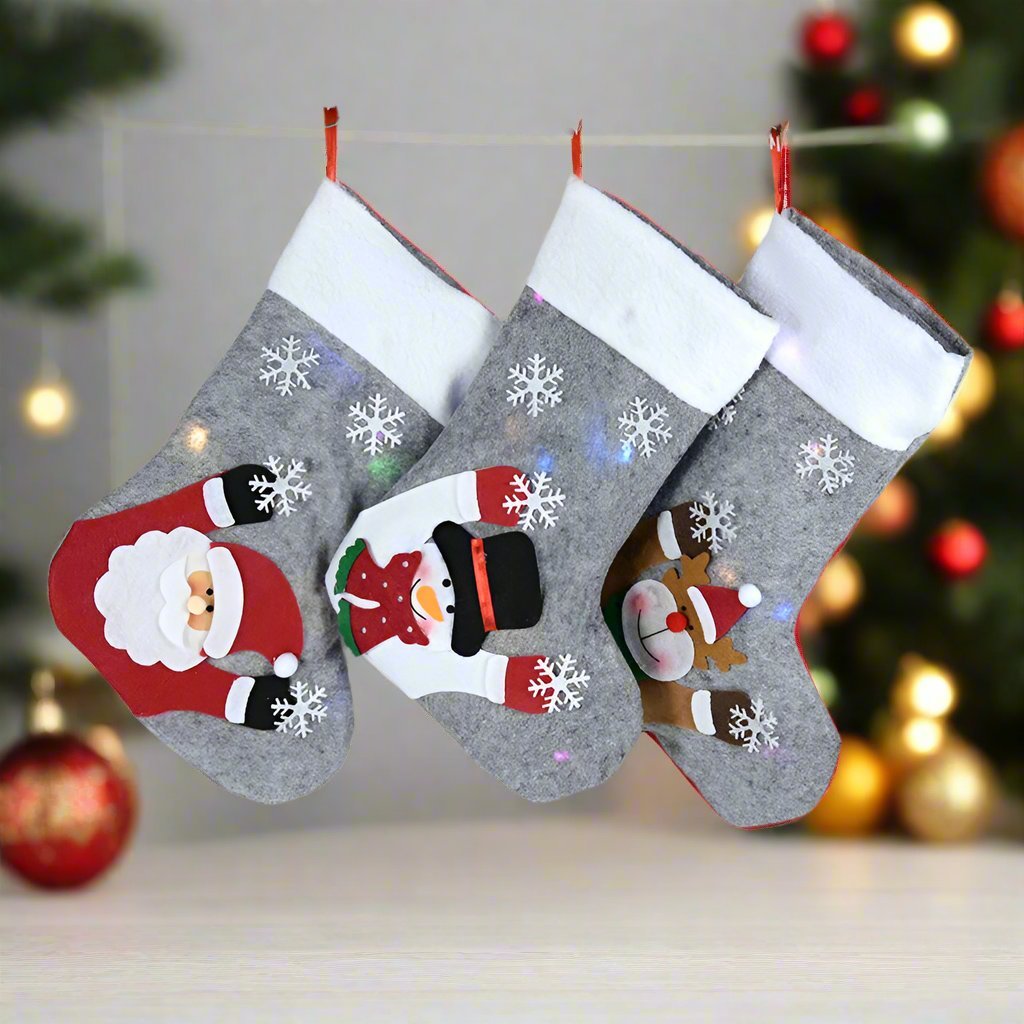 Yeouu | Christmas Stockings with LED Lights-  Snowman, Santa, Elk, and Bear Designs Perfect for Adding Festive Cheer to Your Fireplace or Christmas Tree!