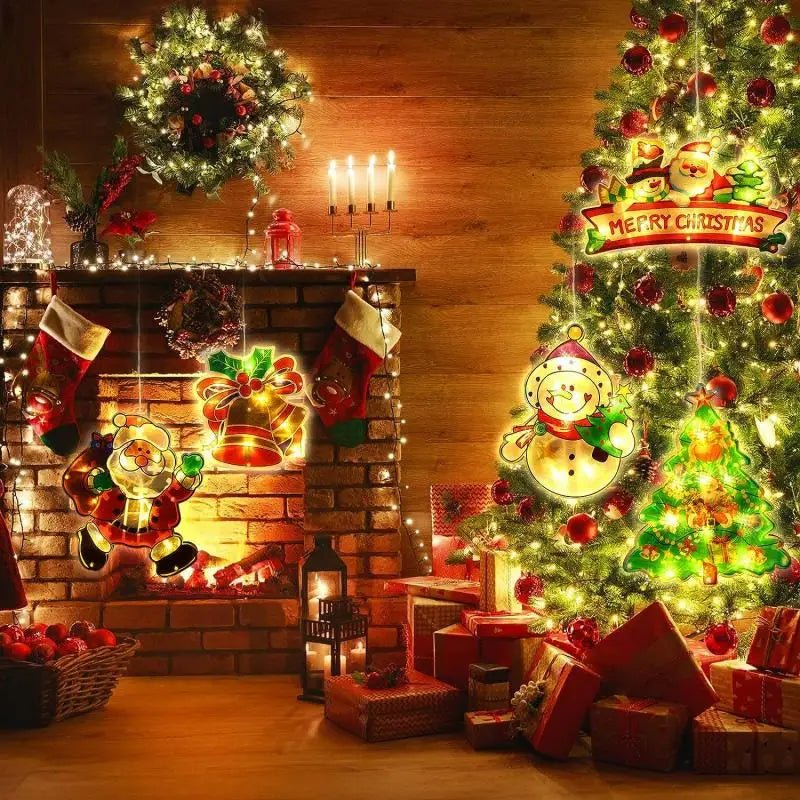 Yeouu | Christmas Window Hanging Lights - Battery Operated Christmas Lighted Decorations