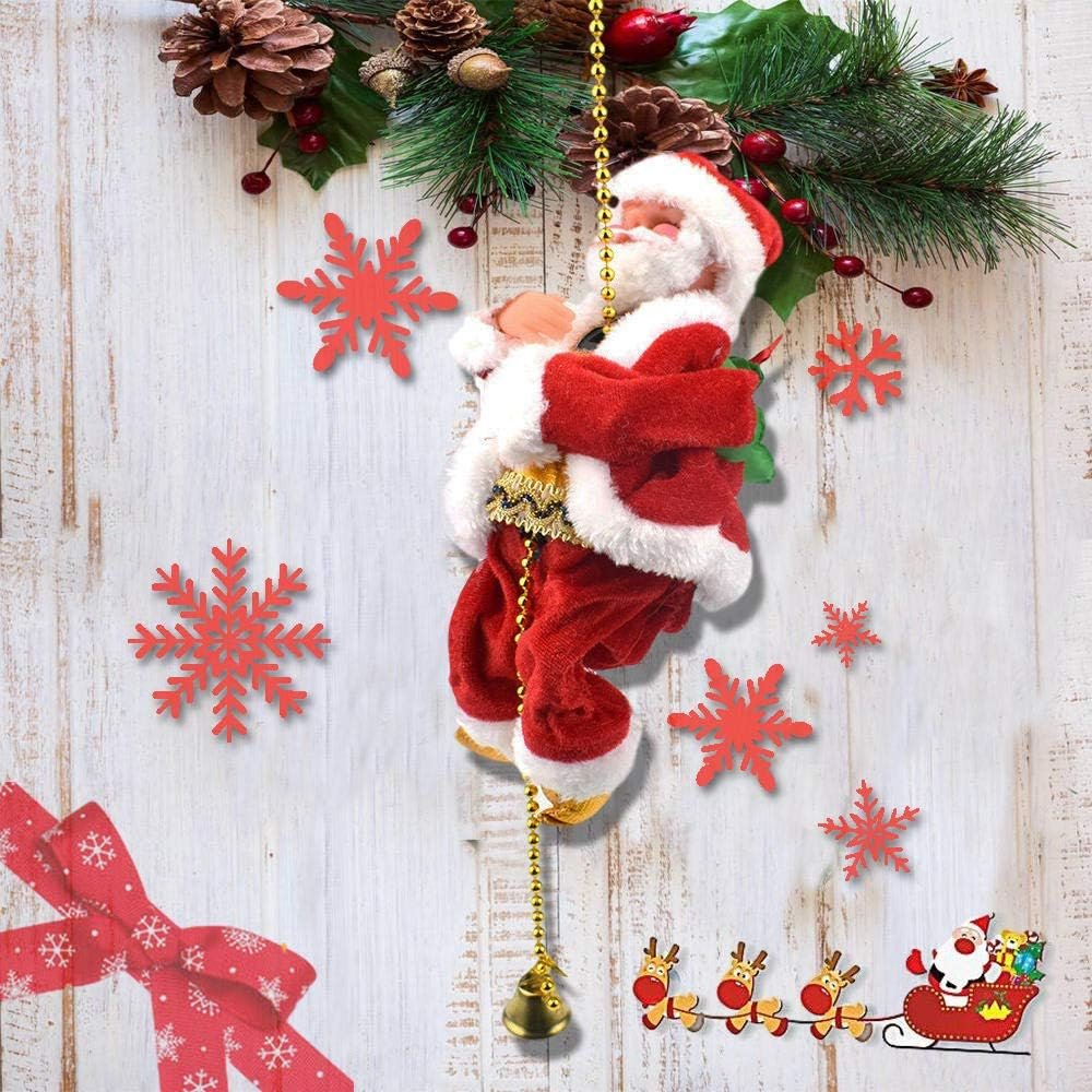 Yeouu | Climbing Santa Claus Christmas Ornament - Climbing Santa with Light Music Indoor and Outdoor Christmas Decor