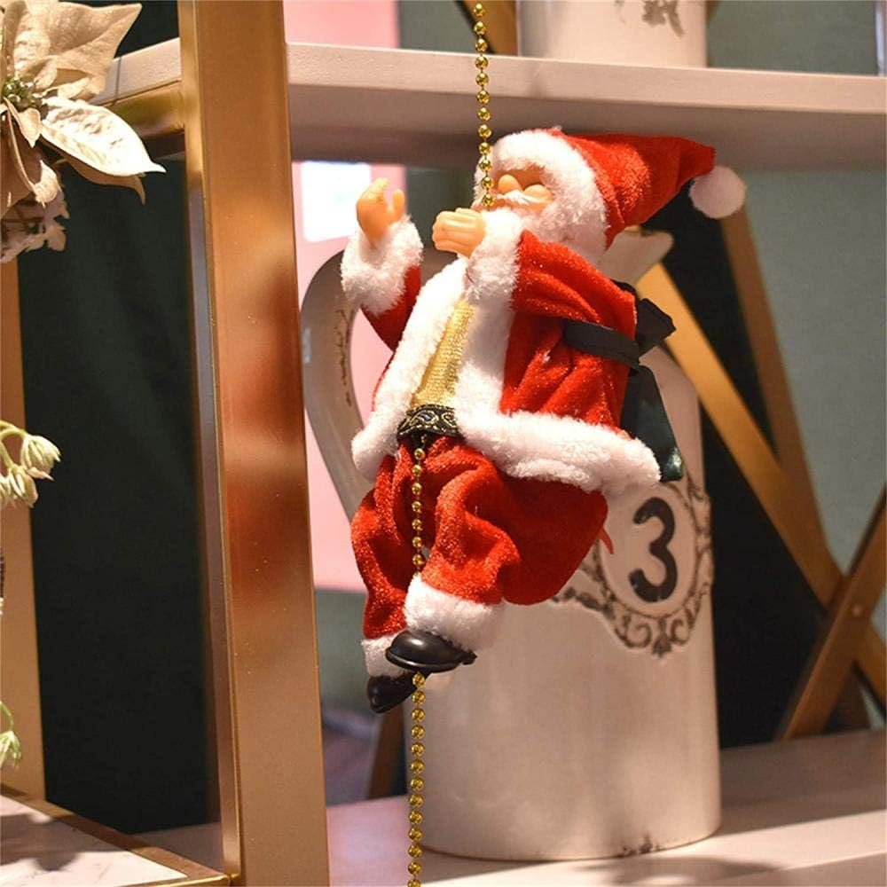 Yeouu | Climbing Santa Claus Christmas Ornament - Climbing Santa with Light Music Indoor and Outdoor Christmas Decor