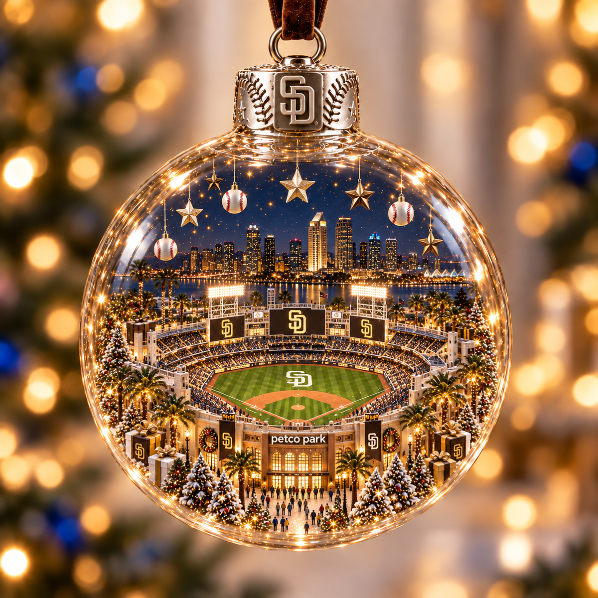⚾🎄 Light-Up Baseball Stadium Christmas Ornament