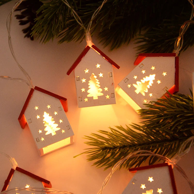 Yeouu | LED Christmas Houses Made of Wood with Festive Lighting