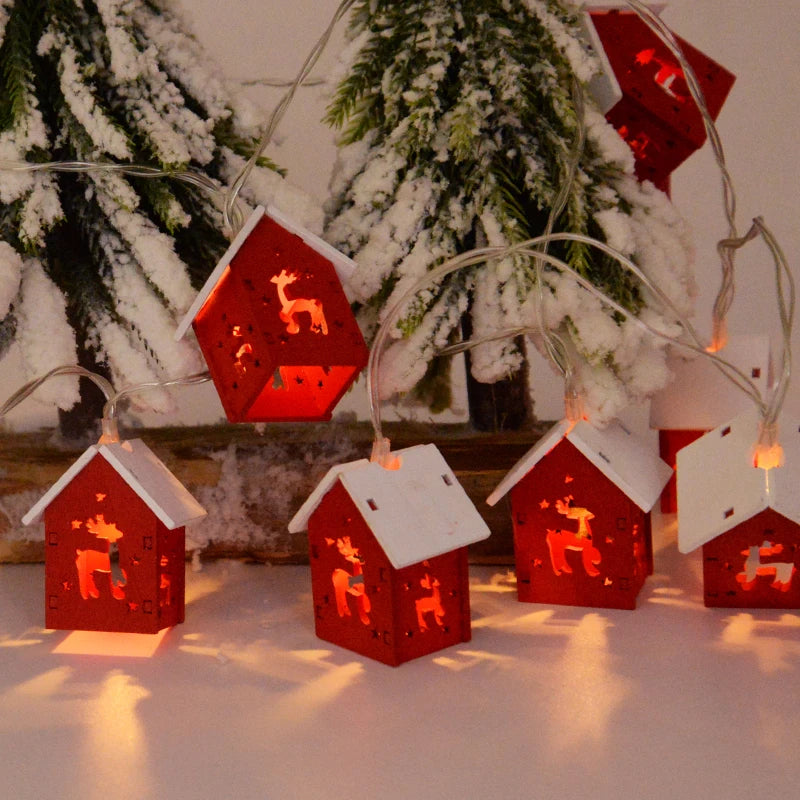 Yeouu | LED Christmas Houses Made of Wood with Festive Lighting