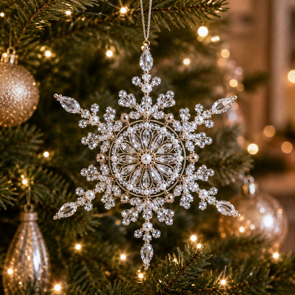 ❄️DIY Crystal Snowflake Ornament Kit – Beaded Christmas Decoration & Handmade Holiday Gift