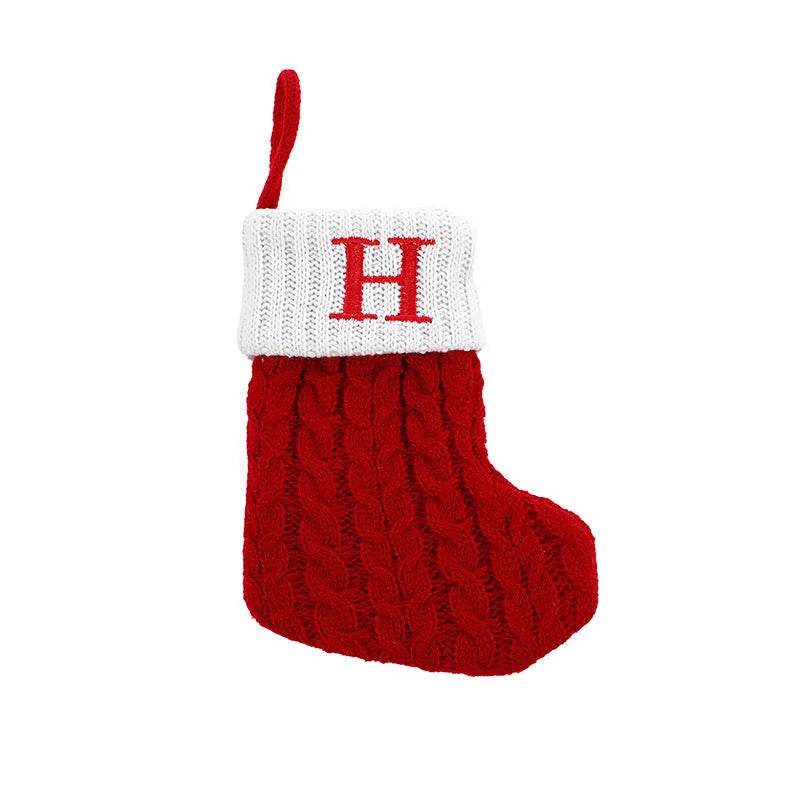 Yeouu | Cute Letters Christmas Stockings Decorative Creative Tree Pendant Wool Knitted Socks
