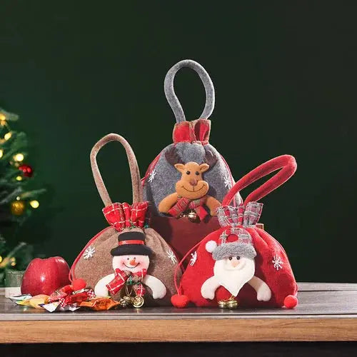 Yeouu | Christmas Gift Bags | Fabric Bags with Drawstring | Various Designs | Reusable