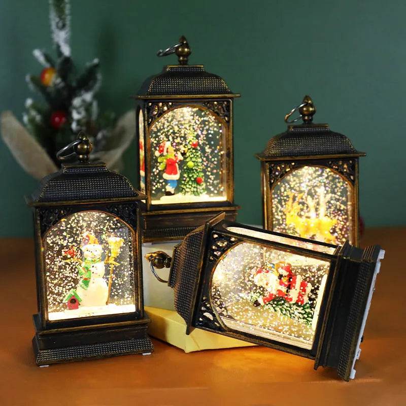 Yeouu | Christmas Decoration Luminous Water Injection Flat Storm Lantern Desktop Decoration