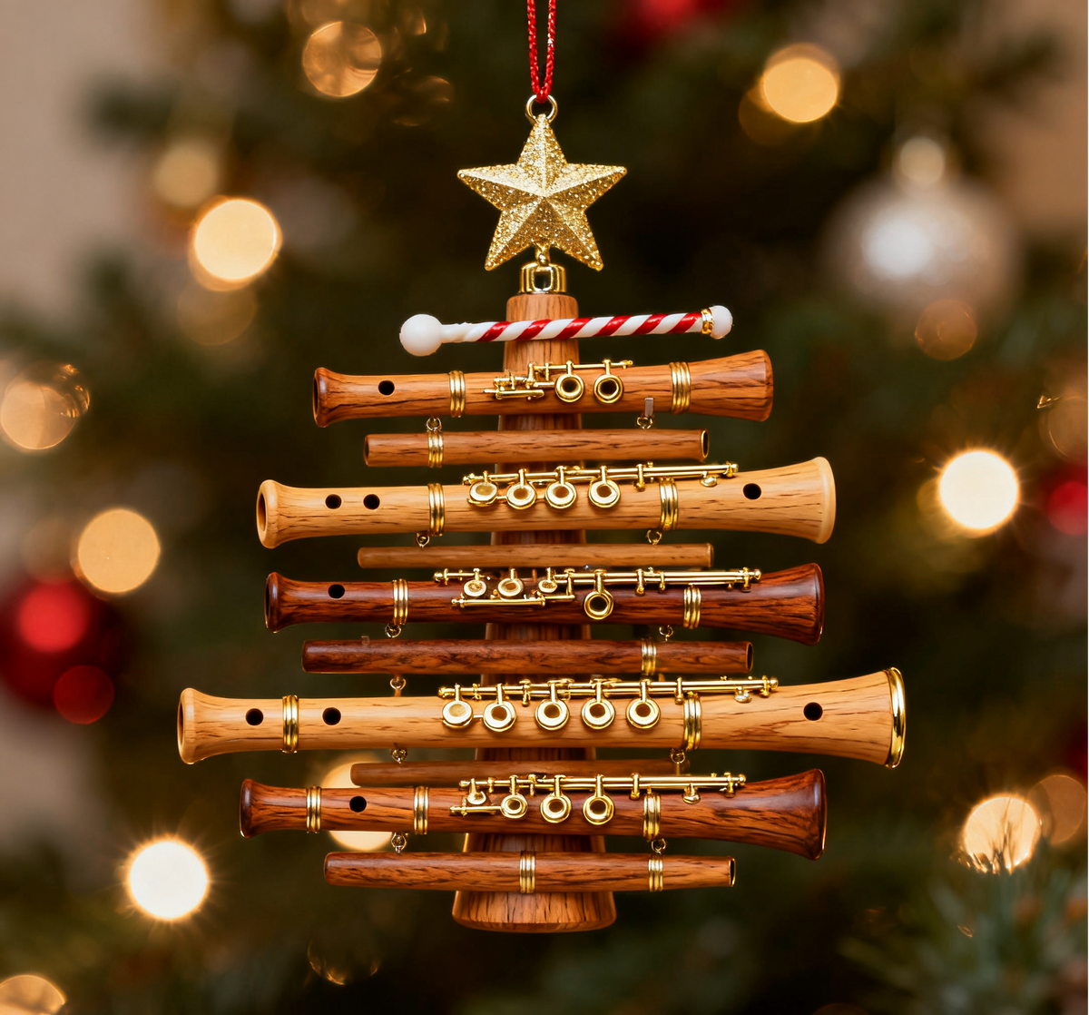 🎄 Musical Instrument Christmas Ornaments – Trumpet & Flute Tree Duo