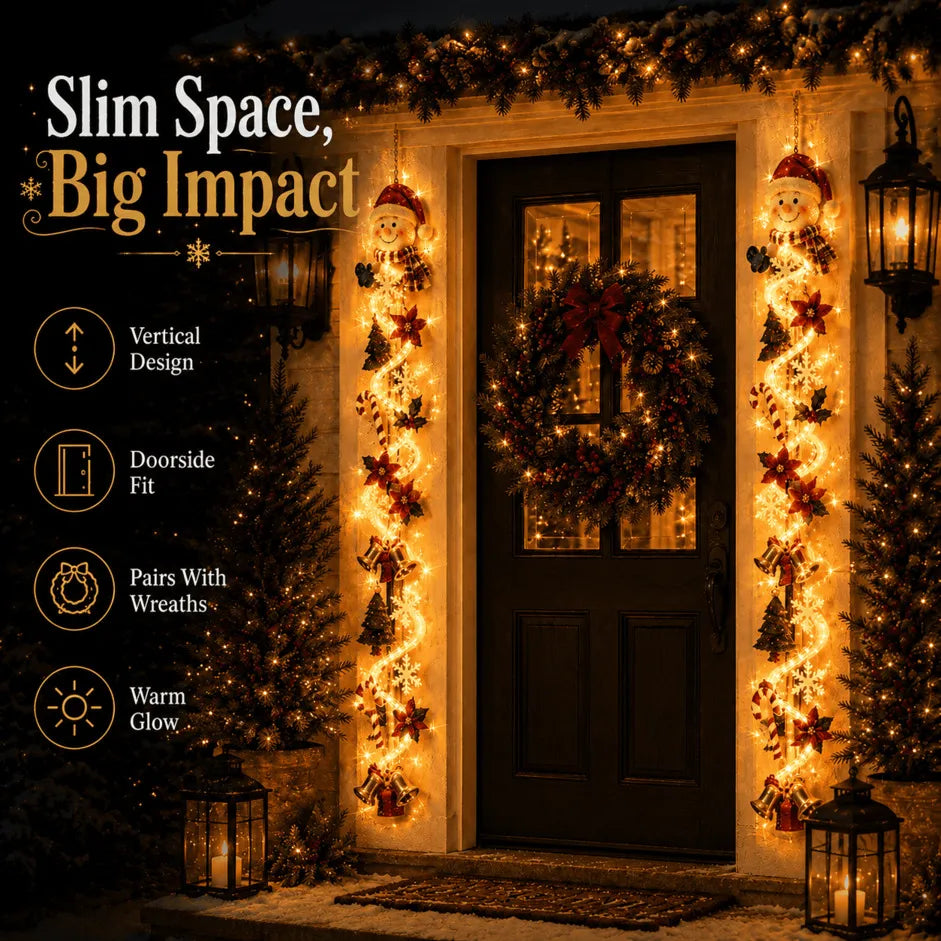 Glowing Christmas Door Hanger | 6 Festive Lighted Designs with Warm Glow, Dimensional Details & Space-Saving Vertical Décor ✨