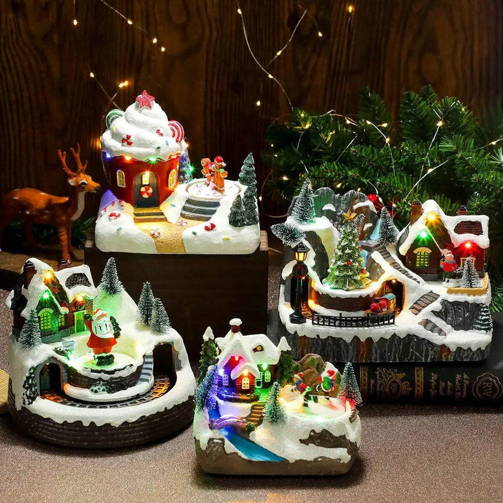 Yeouu | Christmas Rotating Resin Luminous Music Box Ornaments