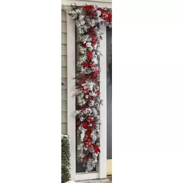 Yeouu | Cordless Prelit Holiday Trim | LED Lights, Auto-Timer & Premium Red/White Decor