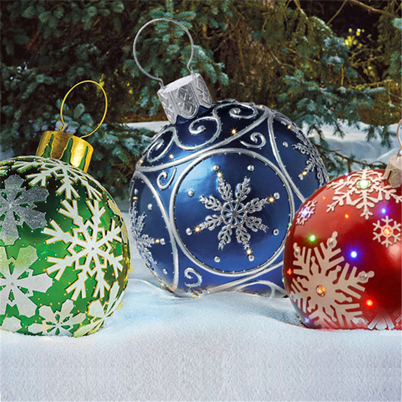 Yeouu | Inflatable Christmas Ball Outdoor Decoration 60cm – Weather Resistant PVC Christmas Decoration
