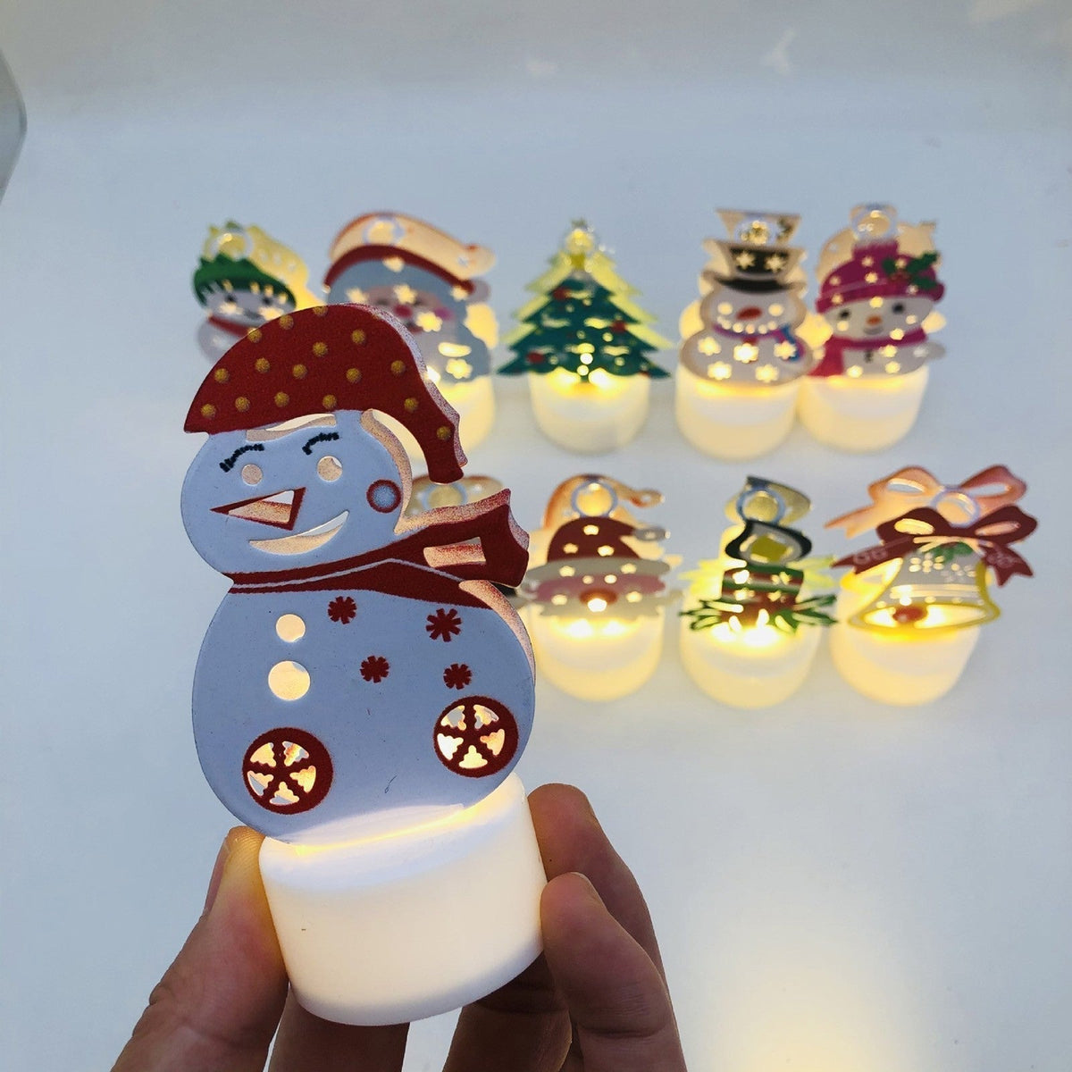 Yeouu | Electronic LED Christmas Candle Lamps - Set of 10 – Adorable Santa, Snowman & Tree Night Lights for Festive Home, Party, & Garden Décor