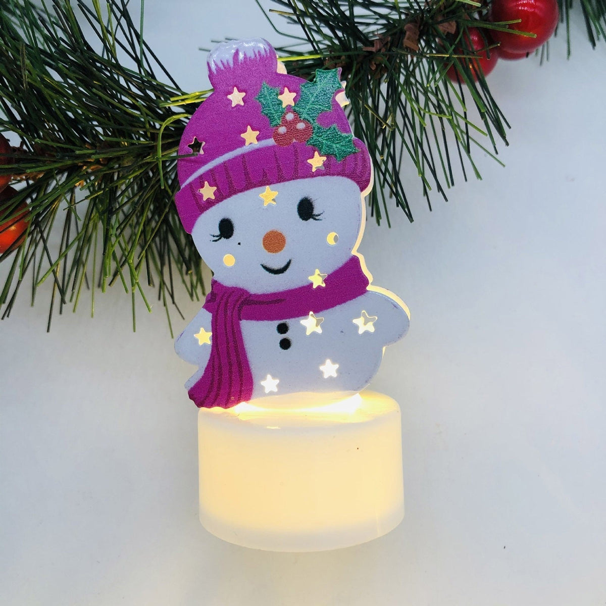 Yeouu | Electronic LED Christmas Candle Lamps - Set of 10 – Adorable Santa, Snowman & Tree Night Lights for Festive Home, Party, & Garden Décor