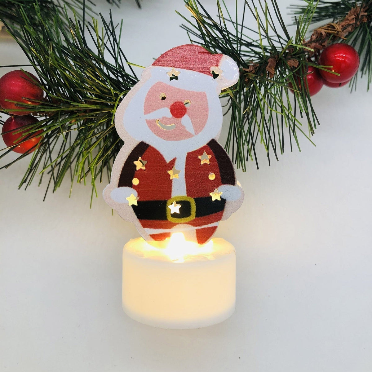Yeouu | Electronic LED Christmas Candle Lamps - Set of 10 – Adorable Santa, Snowman & Tree Night Lights for Festive Home, Party, & Garden Décor