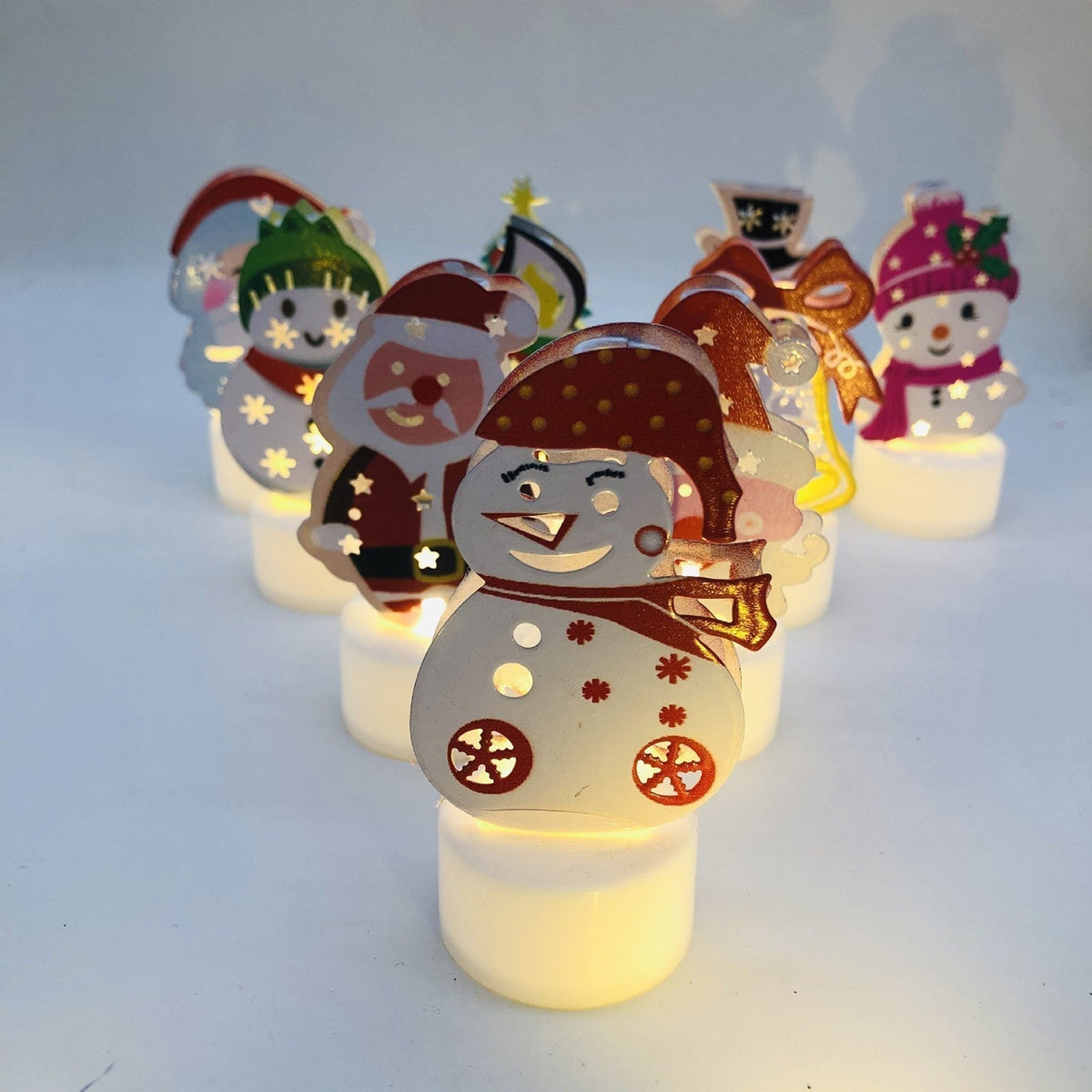 Yeouu | Electronic LED Christmas Candle Lamps - Set of 10 – Adorable Santa, Snowman & Tree Night Lights for Festive Home, Party, & Garden Décor