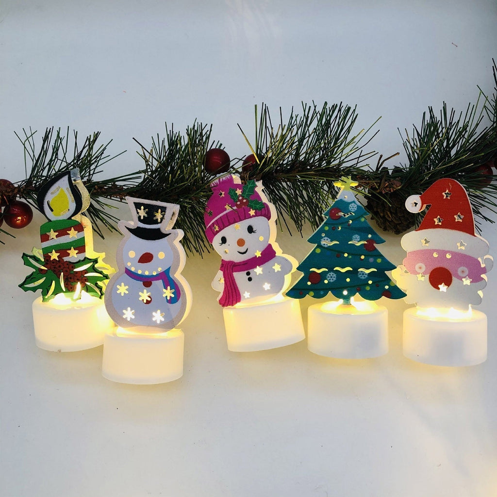 Yeouu | Electronic LED Christmas Candle Lamps - Set of 10 – Adorable Santa, Snowman & Tree Night Lights for Festive Home, Party, & Garden Décor